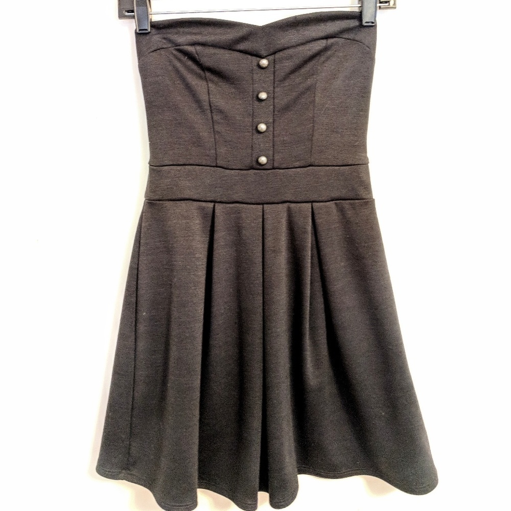 Navy Strapless Skater Dress